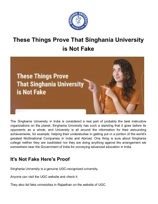 These Things Prove That Singhania University is Not Fake