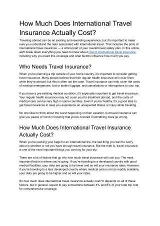 How Much Does International Travel Insurance Actually Cost?
