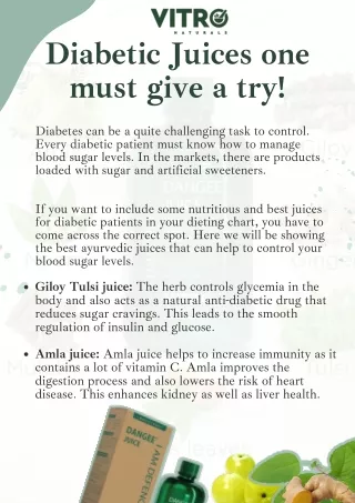 Diabetic Juices one must give a try!