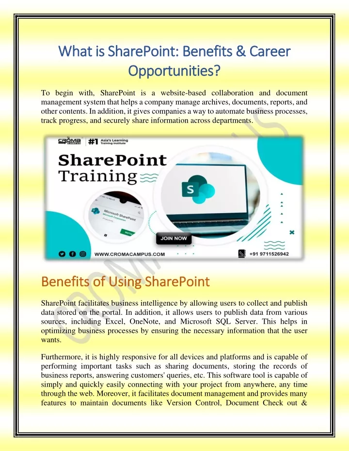 what is sharepoint benefits career what