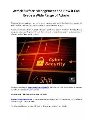 Attack Surface Management and How it Can Evade a Wide Range of Attacks