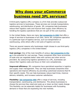 why does your ecommerce business need 3pl services