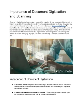 Importance of Document Digitisation and Scanning
