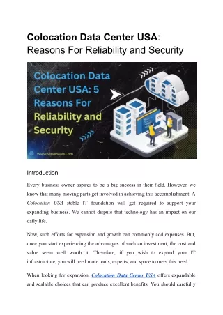 colocation data center usa reasons