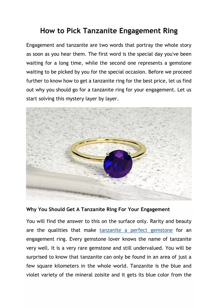 how to pick tanzanite engagement ring