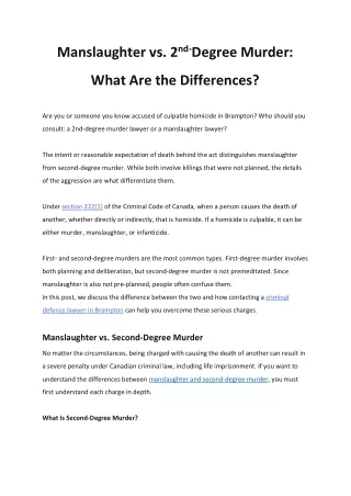 Manslaughter vs. 2nd-Degree Murder What Are the Differences