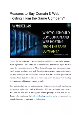 reasons to buy domain web hosting from the same