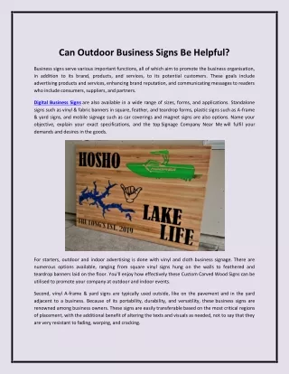 Can Outdoor Business Signs Be Helpful