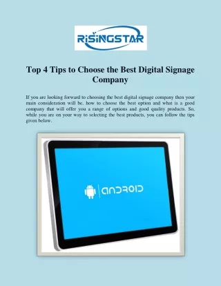 Top 4 Tips to Choose the Best Digital Signage Company