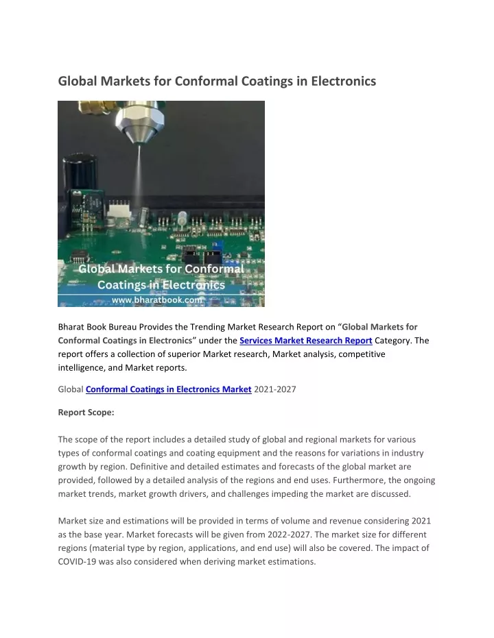 global markets for conformal coatings