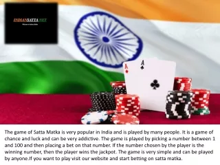 the game of satta matka is very popular in india