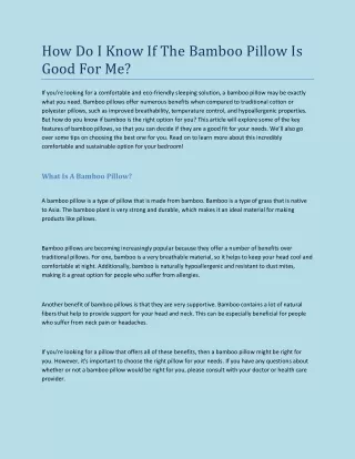 how do i know if the bamboo pillow is good for me