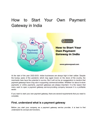 How to Start Your Own Payment Gateway in India