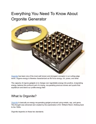 Everything You Need To Know About Orgonite Generator