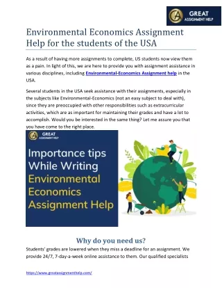 environmental economics assignment help