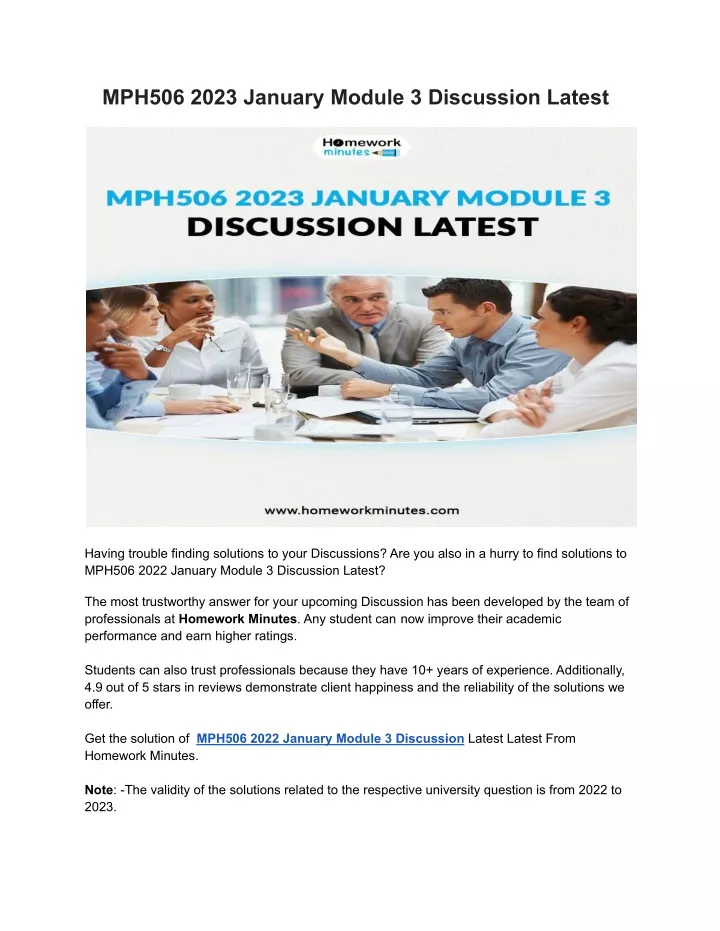 mph506 2023 january module 3 discussion latest