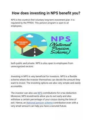 how does investing in nps benefit you