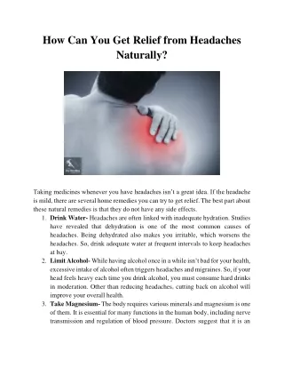 how can you get relief from headaches naturally