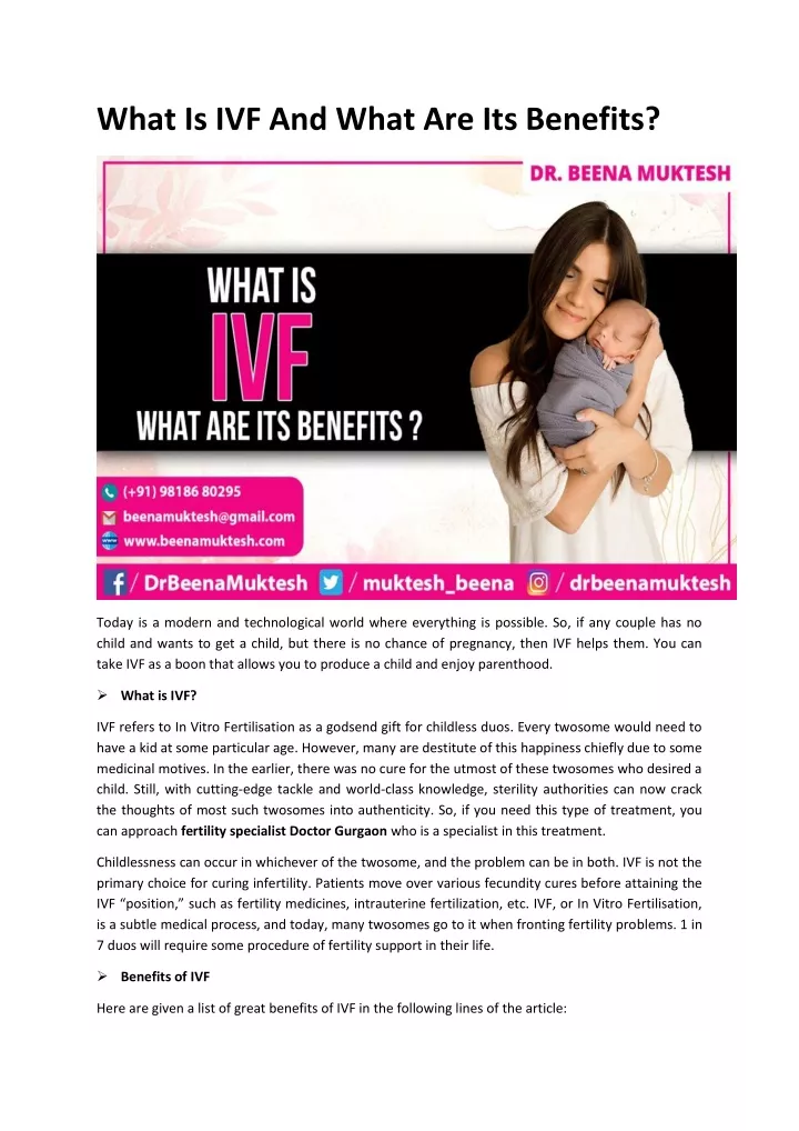 what is ivf and what are its benefits
