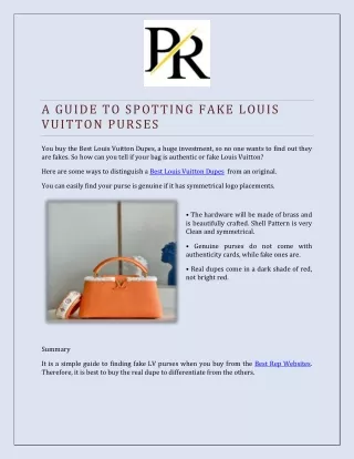 A guide to spotting fake Louis Vuitton purses