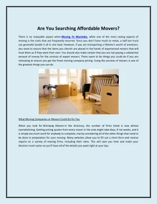 Are You Searching Affordable Movers