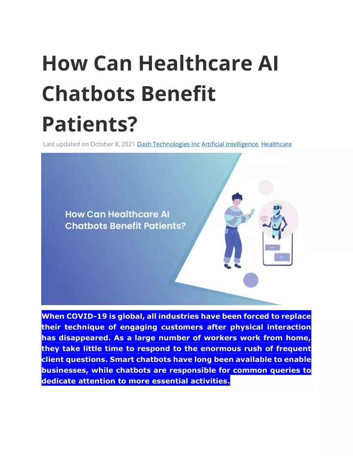 how can healthcare ai chatbots benefit patients