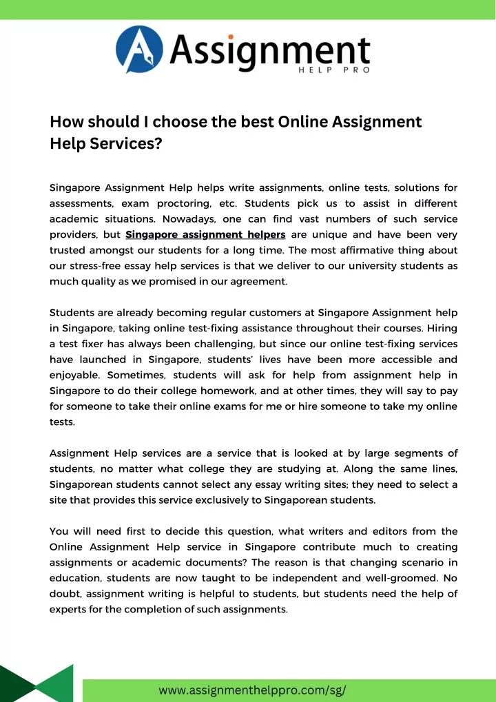 how should i choose the best online assignment