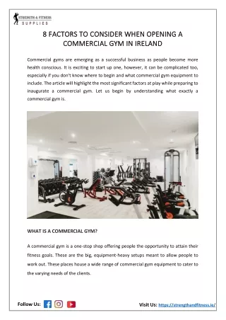 8 Factors to Consider When Opening A Commercial Gym In Ireland