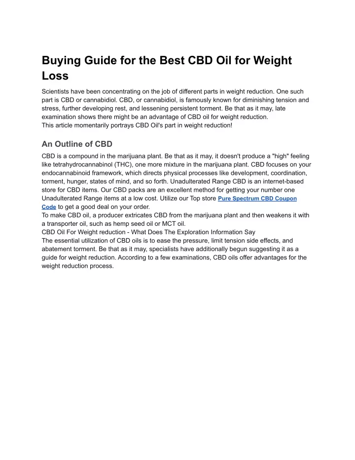 buying guide for the best cbd oil for weight loss