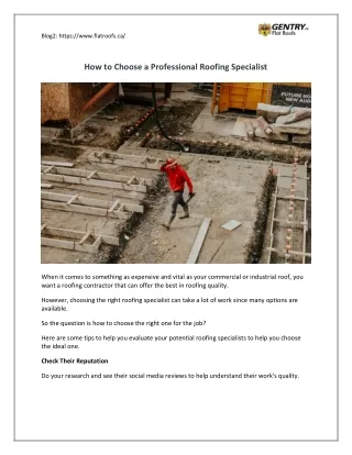 How to Choose a Professional Roofing Specialist