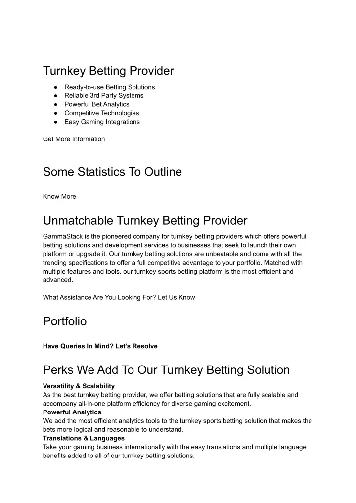 turnkey betting provider