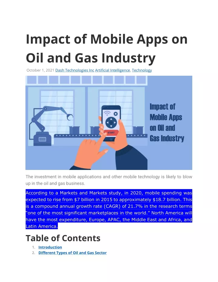 impact of mobile apps on oil and gas industry