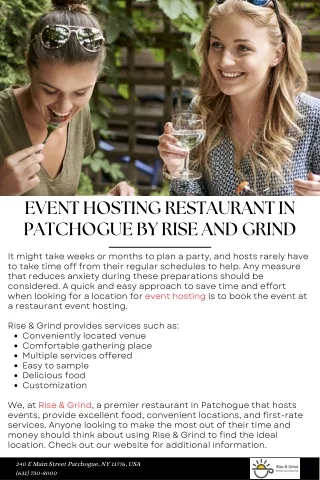 Event Hosting Restaurant in Patchogue by Rise and Grind