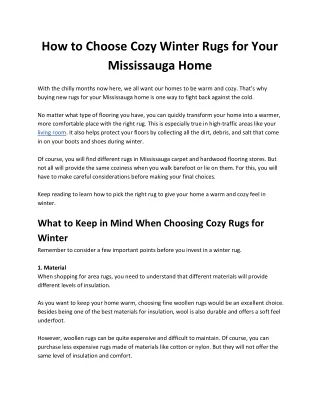 How to Choose Cozy Winter Rugs for Your Mississauga Home