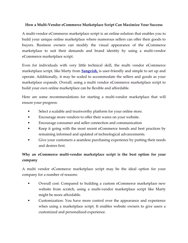 how a multi vendor ecommerce marketplace script