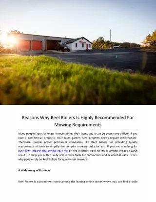 Reasons Why Reel Rollers Is Highly Recommended For Mowing Requirements