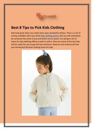Best 8 Tips to Pick Kids Clothing