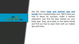 Style And Fashion Tips And Trends  Myfashiontips.com