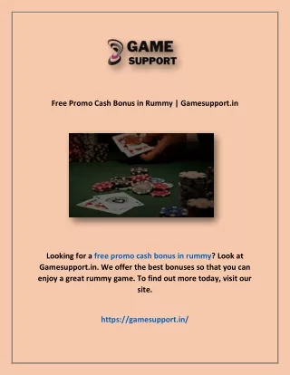 Free Promo Cash Bonus in Rummy | Gamesupport.in