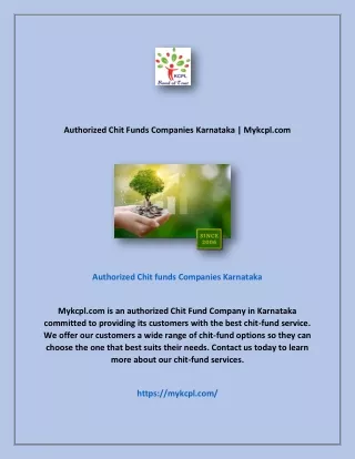 Authorized Chit Funds Companies Karnataka | Mykcpl.com