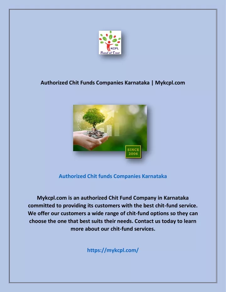 authorized chit funds companies karnataka mykcpl