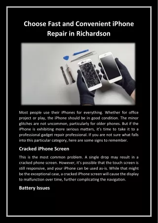 Choose Fast and Convenient iPhone Repair in Richardson