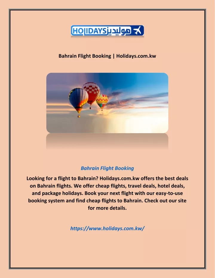 bahrain flight booking holidays com kw