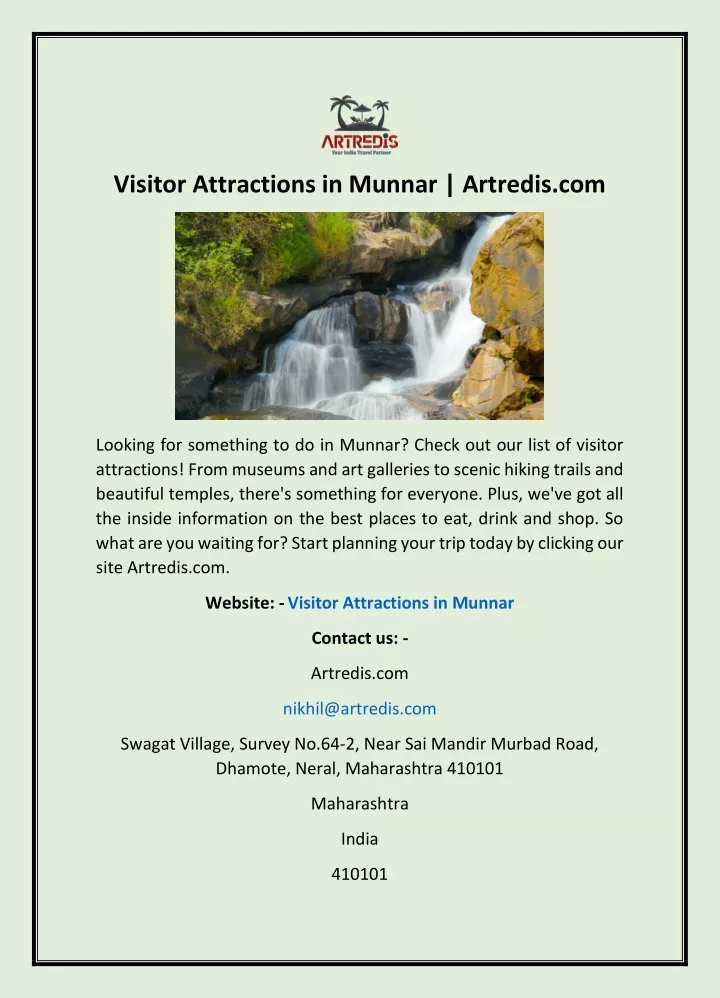 visitor attractions in munnar artredis com