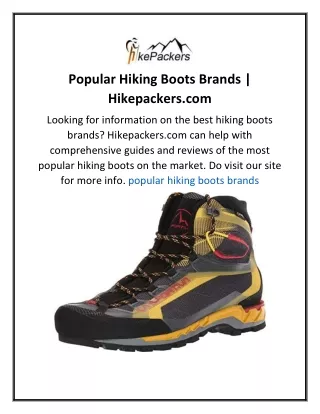 Popular Hiking Boots Brands  Hikepackers.com