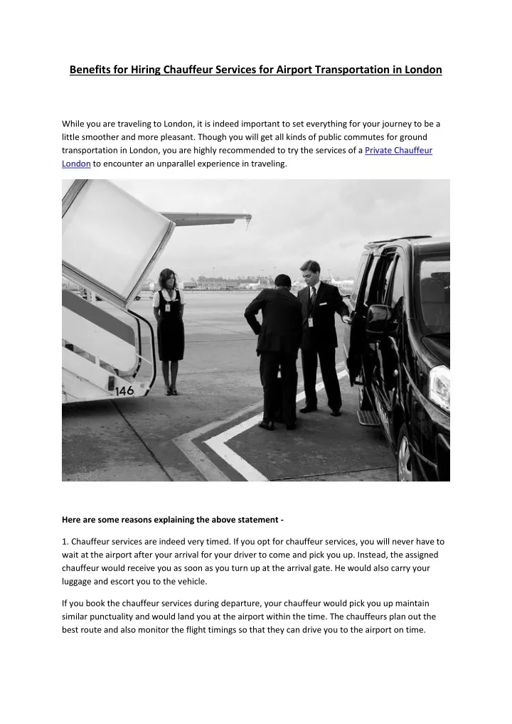 benefits for hiring chauffeur services
