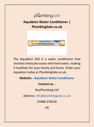 Aquabion Water Conditioner | PlumbingSale.co.uk