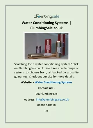 Water Conditioning Systems | PlumbingSale.co.uk
