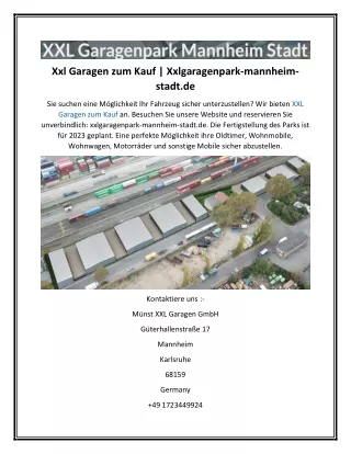 Xxl Garagen zum Kauf  Xxlgaragenpark-mannheim-stadt.de