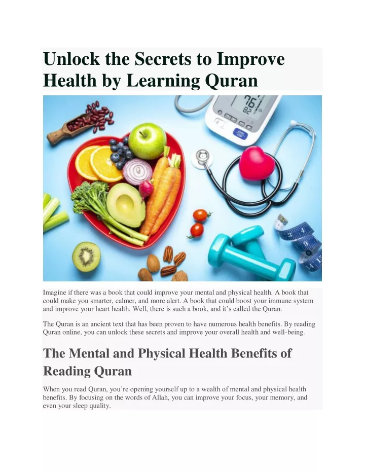 unlock the secrets to improve health by learning